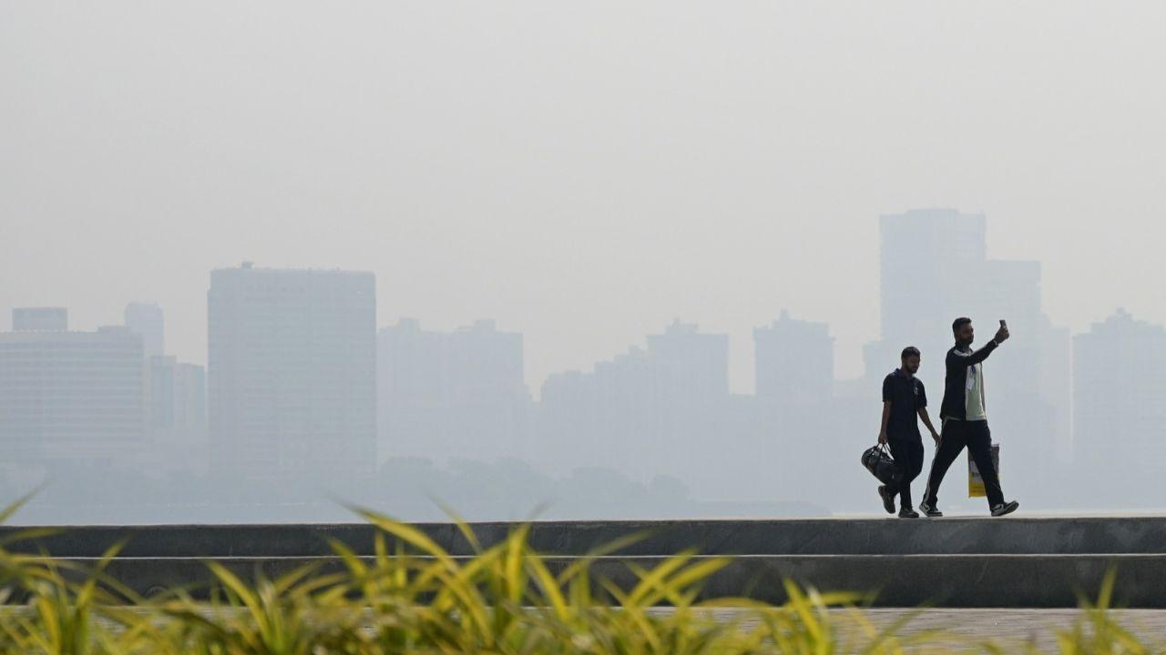 IN PHOTOS: Marine Drive shrouded in haze as Mumbai’s AQI touches 143