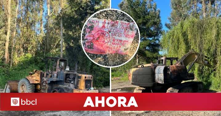 Queman maquinaria pesada en nuevo ataque incendiario en Carahue: se encontró lienzo firmado por la WAM
