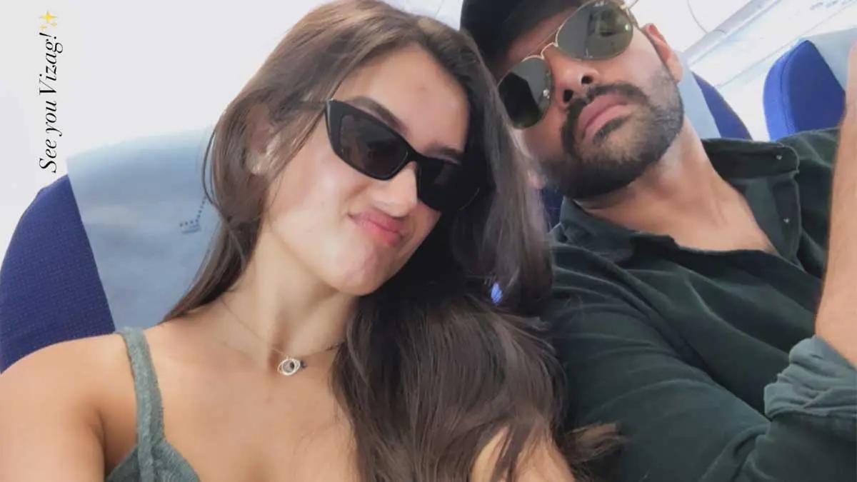 Photo Moment: Ram Pothineni & Bhagyashri Borse jet off for Vizag’s Andhra King Taluka event