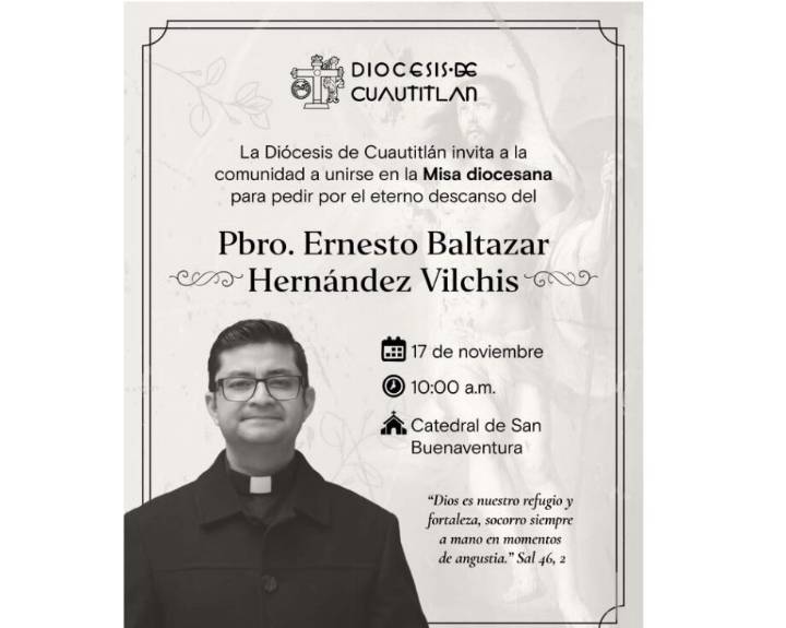 Diócesis de Cuautitlán realizará misa por sacerdote Ernesto Hernández, hallado muerto en Nextlalpan, Edomex