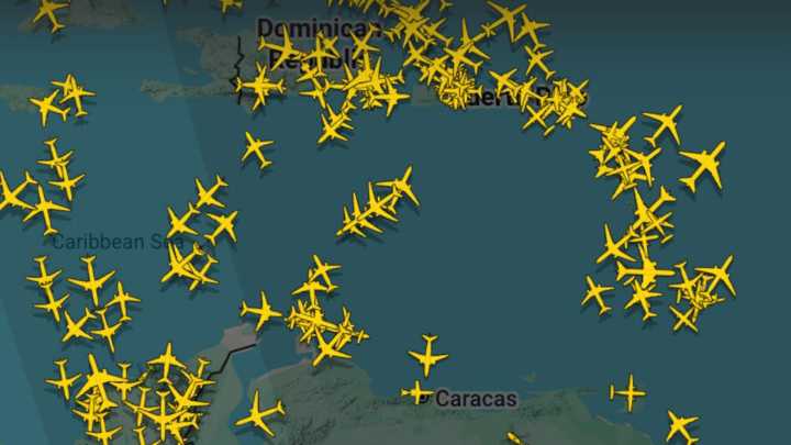 Mapa en vivo muestra espacio aéreo de Venezuela desocupado ante alerta de Estados Unidos