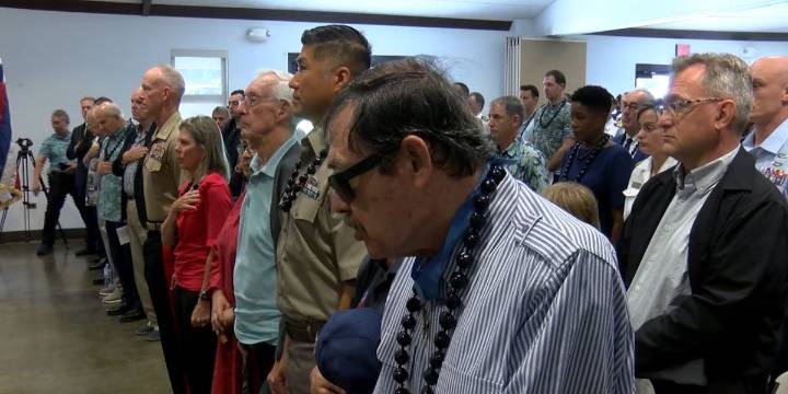 Veterans gather at Foster Village after traditional ceremonies cancelled