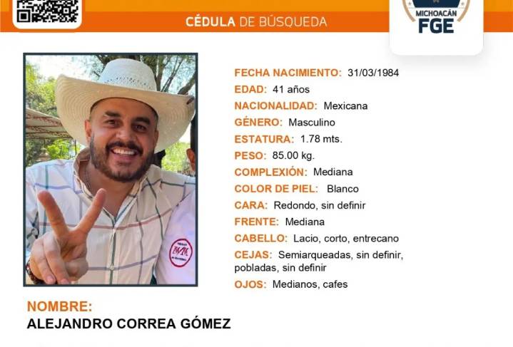 Desaparece exalcalde de Zinapécuaro, Michoacán; FGE emite ficha de búsqueda