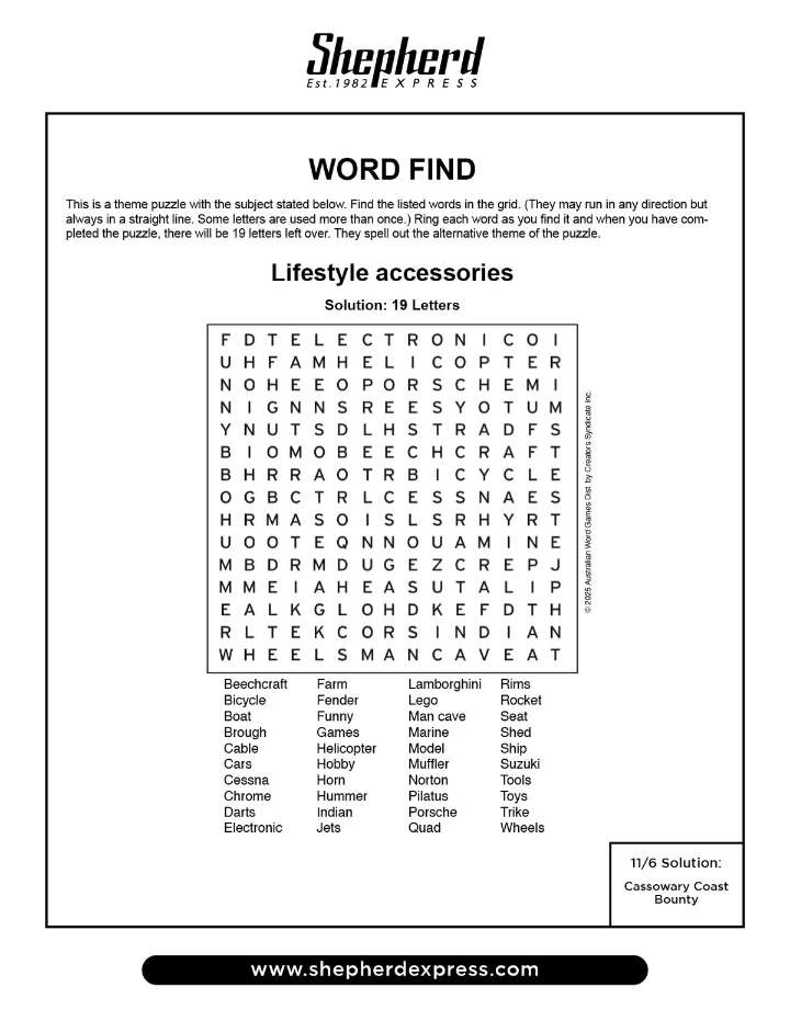 Word Find: Nov. 13, 2025