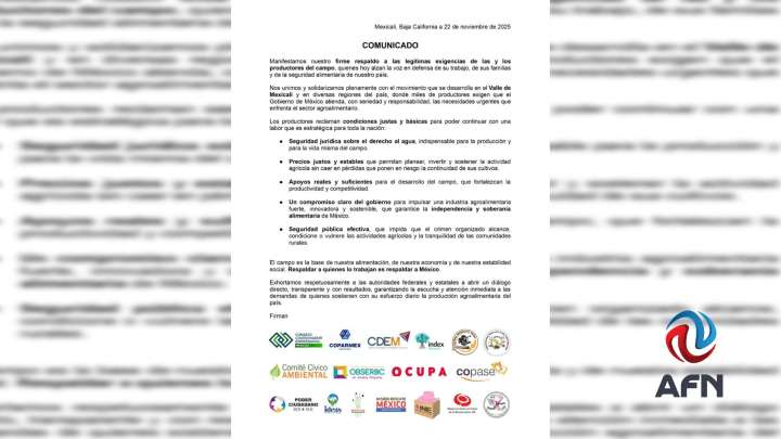 Empresarios de Mexicali respaldan movilización de productores agrícolas