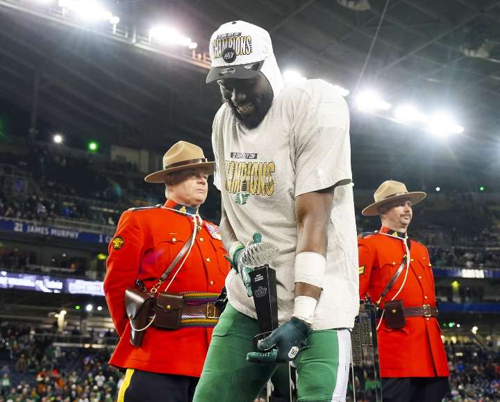Riders’ Emilus hauls in 10 passes, plus Grey Cup’s Most Outstanding Canadian Award