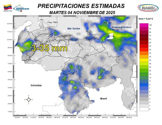 Pronóstico del clima para hoy  martes 4   de noviembre  de 2025