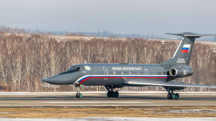 Rare Russian "Black Pearl" Tu-134 Intercepted by Italian Eurofighters Over Baltic