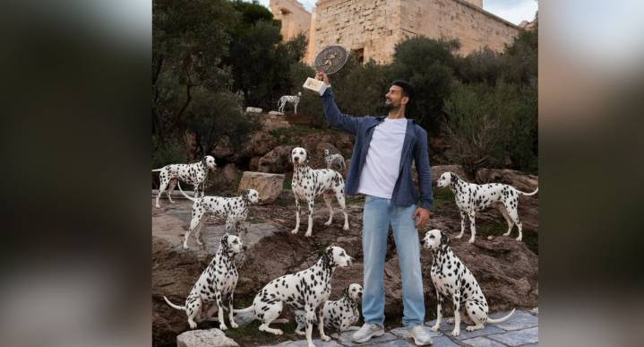 Djokovic celebra su título 101 con un guiño a '101 dálmatas'