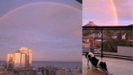 Las increíbles imágenes del doble arcoíris en Mar del Plata