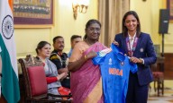 Indian women's cricket team presents President Murmu with signed jersey