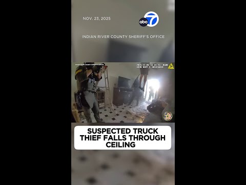Suspected truck thief falls through ceiling