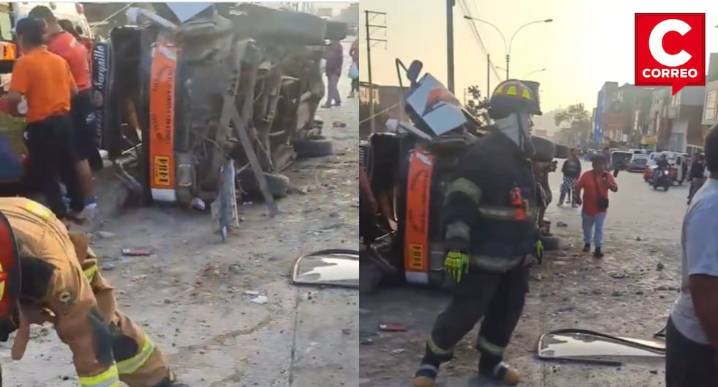 Accidente en Villa María del Triunfo: Combi con pasajeros se vuelca y deja un fallecido