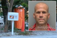 Pantless Florida car thief storms out of porta-potty 'wielding two wooden stakes'