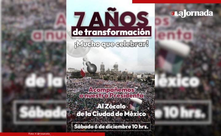 Invita Rosa Icela Rodríguez a mitin por los “7 años de la transformación” en el Zócalo