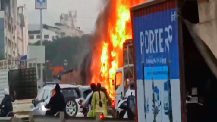At least six killed after container truck rams into multiple vehicles on Pune