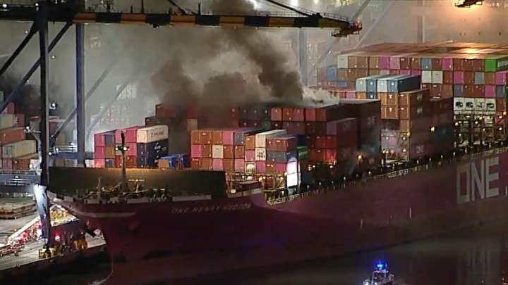 Cargo ship fire in Los Angeles nearly contained after shelter