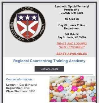 Bay St. Louis Police to Host Free Regional Fentanyl