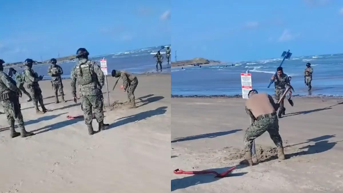 Piden reforzar vigilancia en Playa Bagdad, Tamaulipas tras letreros colocados por estadounidenses
