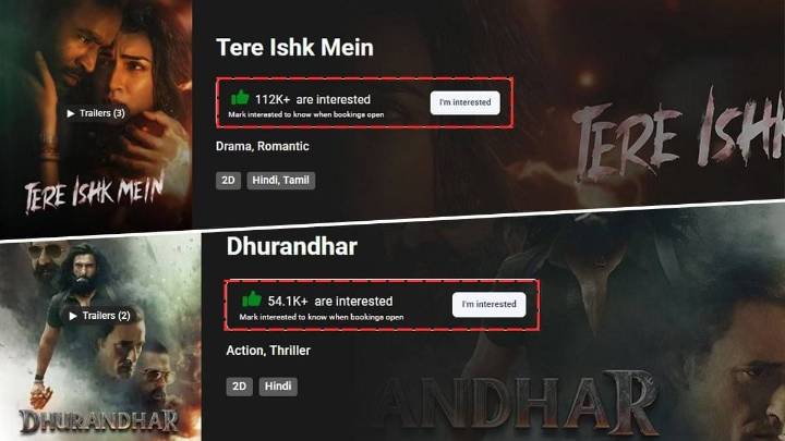 Tere Ishk Mein Vs Dhurandhar: Cinegoers Show More Interest In... Entertainment News