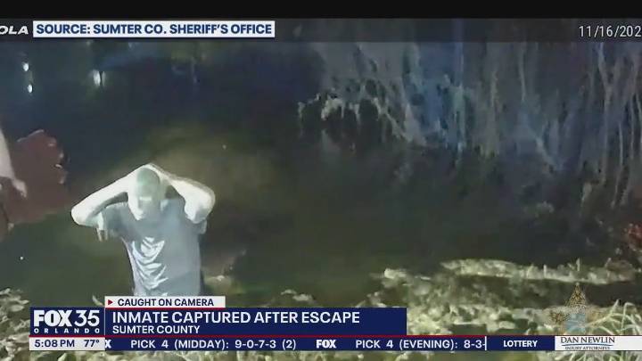 Escaped inmate captured in swampy water after hours