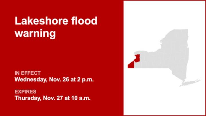 Lakeshore flood warning for Western New York until Thursday morning