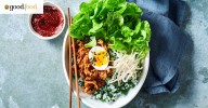 Korean beef and green rice bowl with soft