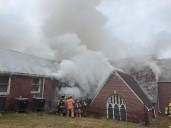 Smoke billows from Bangor church fire early Wednesday
