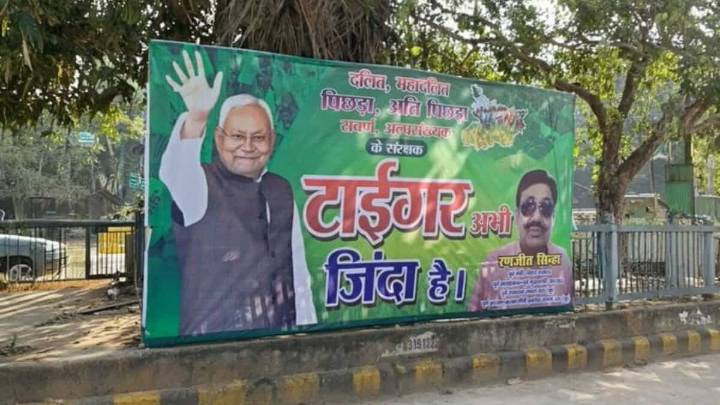 ‘Tiger abhi zinda hai’ poster seen near Nitish Kumar’s house as NDA leads