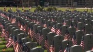 Hundreds of volunteers place flags on gravesites at New Hampshire State Veterans Cemetery