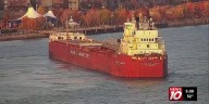 Freighter ship stuck in Detroit River
