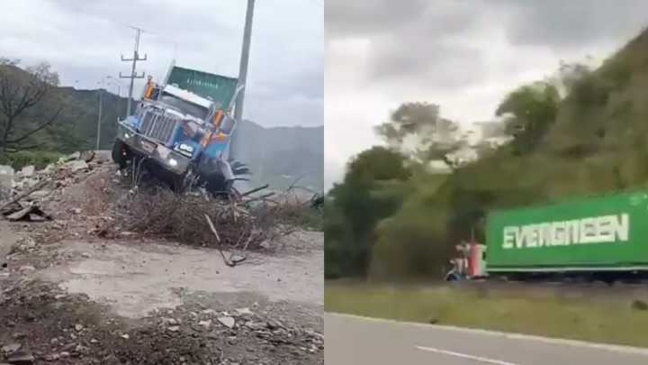 Conductor de tractomula se quedó sin frenos y su maniobra fue grabada en video