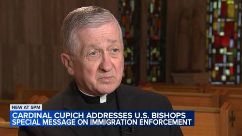 Cardinal Blase Cupich, Archbishop of Chicago, addresses US Catholic bishops' special message on immigration enforcement