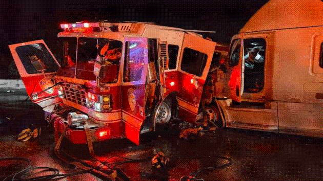4 Houston firefighters hospitalized after big rig slams into their engine