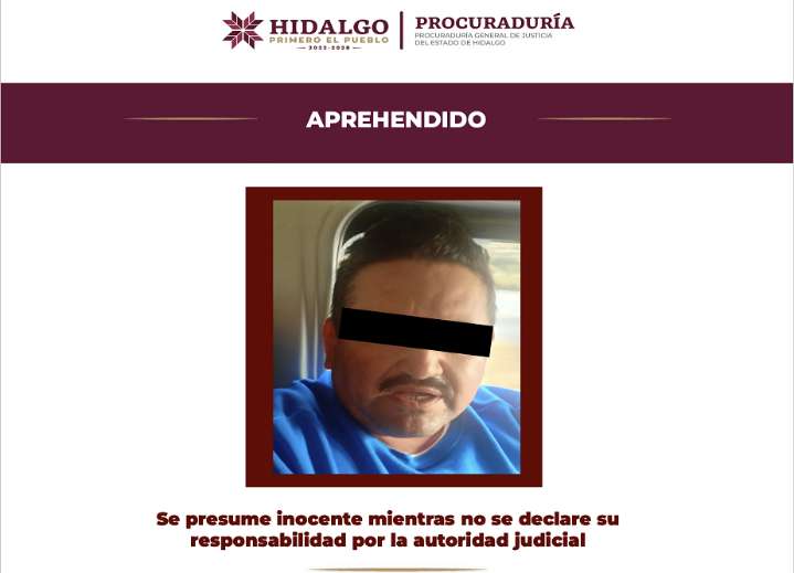 Aprehendido en Actopan probable responsable de homicidio doloso calificado y homicidio doloso calificado en grado de tentativa