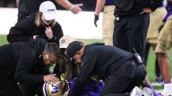 Washington WR Raiden Vines-Bright leaves game in ambulance after taking big hit