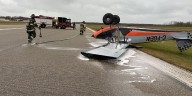 Small plane flips over during emergency landing at Southwest Michigan Regional Airport