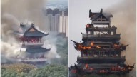 China: un incendio arrasa con el pabellón Wenchang del templo Yongqing, fundado en el año 536 d.C.