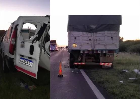 Sólo un susto: un utilitario impactó contra el acoplado de un camión estacionado en la Ruta 16