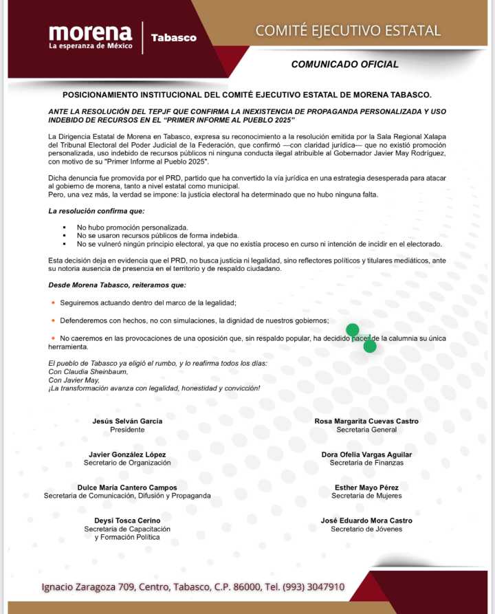 Revés judicial a la oposición: TEPJF desestima denuncia del PRD contra el Gobernador Javier May