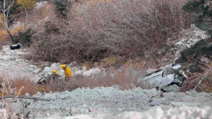 Driver rescued after crash down rocky mountain slope near Big Bear