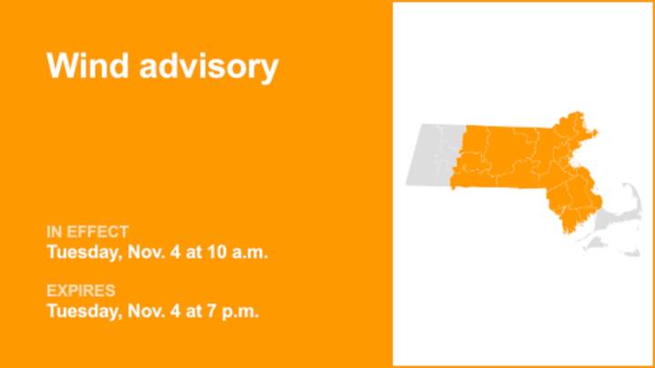 Update: Wind advisory affecting 9 Massachusetts counties until Tuesday evening