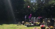 People in tears at moment 'daughter's spirit brought back balloon'