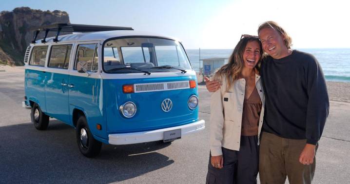 Volkswagen debuts restored vintage blue bus that survived a California wildfire and melted hearts