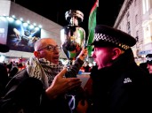 Pro-Palestine protesters accuse UEFA of having 'blood on their hands' at Euro 28 launch event in London