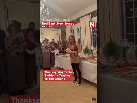 Thanksgiving Feast Table Snaps Mid-Speech at Family Gathering