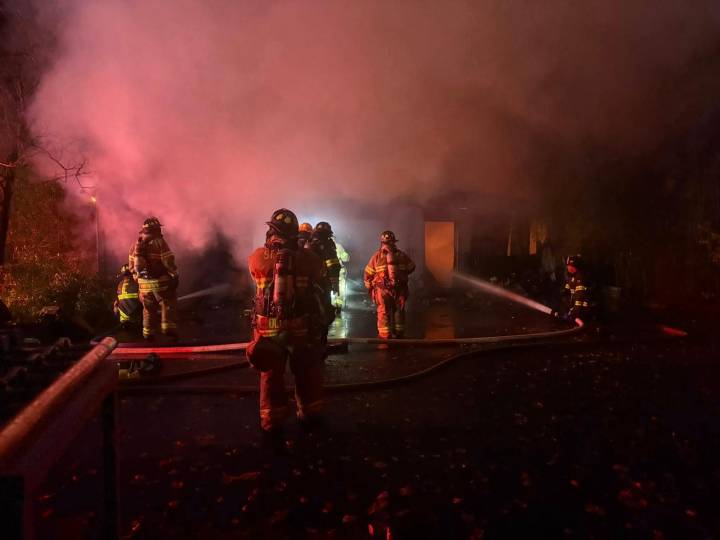 Multiple-alarm fire tears through structure in Rifton