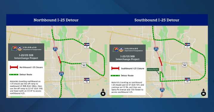 Overnight work is scheduled for I-25 over the weekend in Pueblo; expect closures