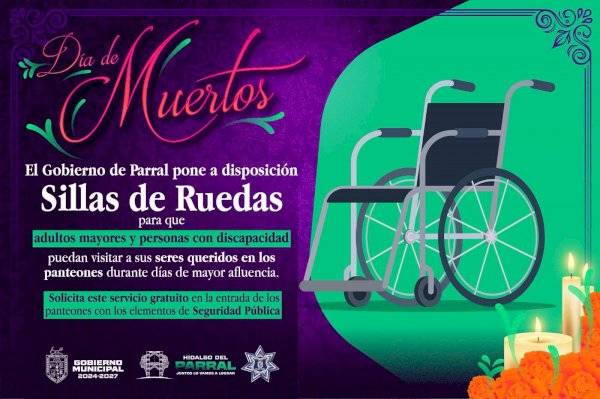 Facilita Gobierno de Parral sillas de ruedas en los panteones