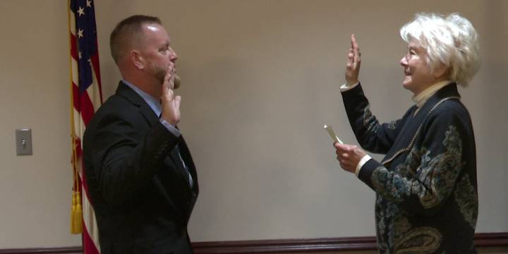 Mayor Patrick Bakeman and elected officials sworn into office in Dowagiac